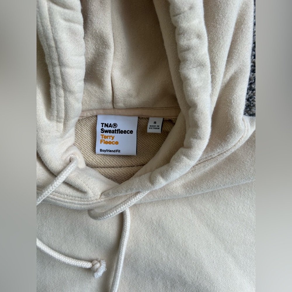 TNA Sweatfleece Boyfriend Fit Hoodie Cream Size S - Picture 4 of 5